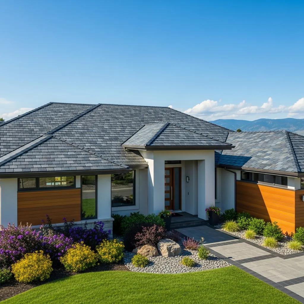 Modern home featuring synthetic roofing, showcasing durability and aesthetic appeal